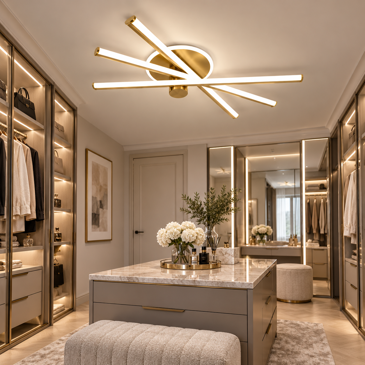 Lustra LED, 54 W Crosslight Auriu, Telecomanda Lustra LED, 54 W Crosslight Auriu, Telecomanda