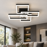 Lustra LED 70W Minimalist Rectangle Negru, Telecomanda