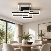 Lustra LED 70W Minimalist Rectangle Negru, Telecomanda