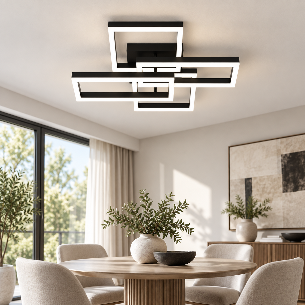 Lustra LED 70W Minimalist Rectangle Negru, Telecomanda Lustra LED 70W Minimalist Rectangle Negru, Telecomanda