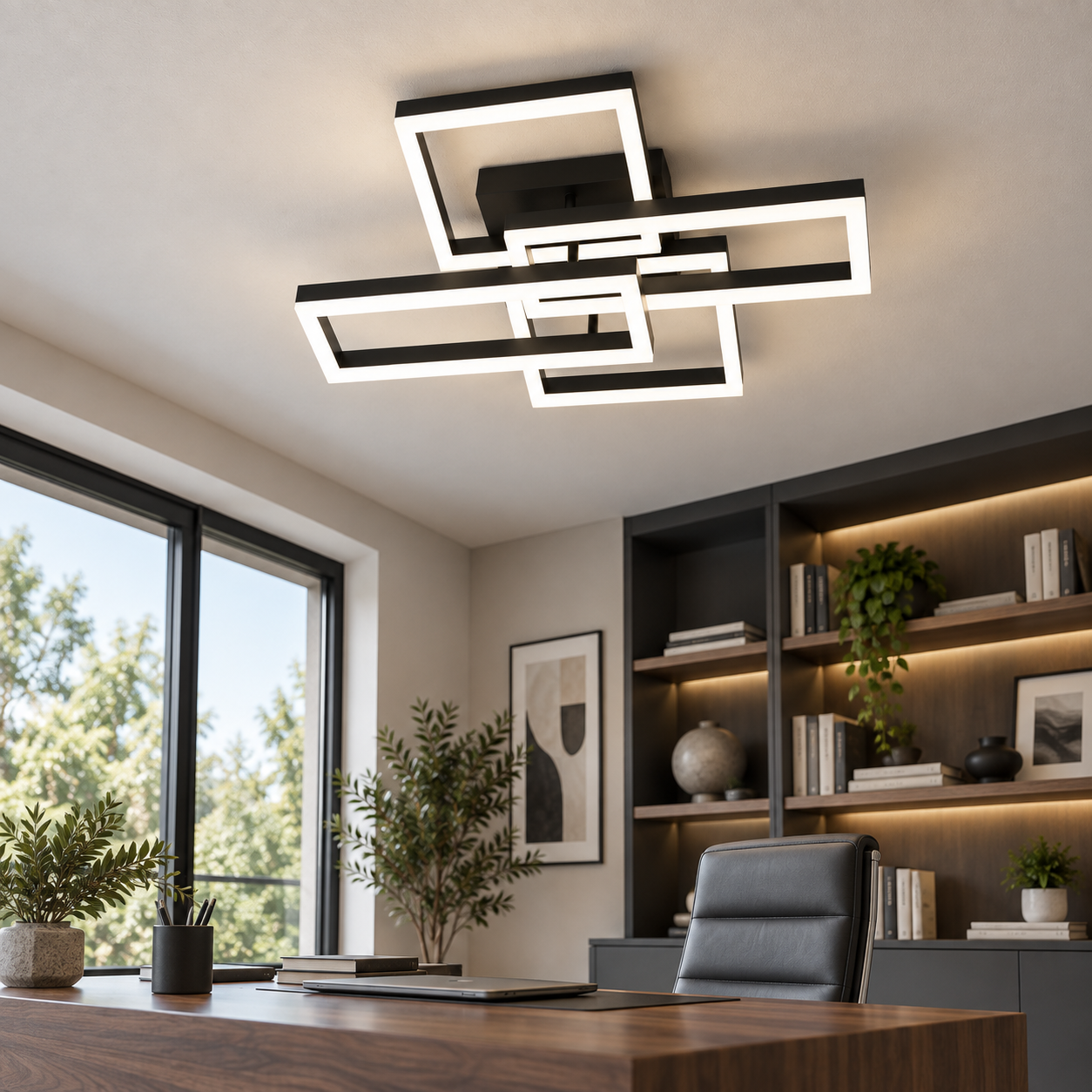 Lustra LED 70W Minimalist Rectangle Negru, Telecomanda Lustra LED 70W Minimalist Rectangle Negru, Telecomanda