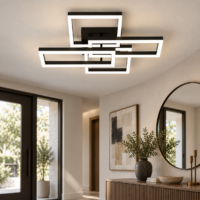 Lustra LED 70W Minimalist Rectangle Negru, Telecomanda