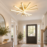 Lustra LED, 98 W Spiral Auriu, Telecomanda