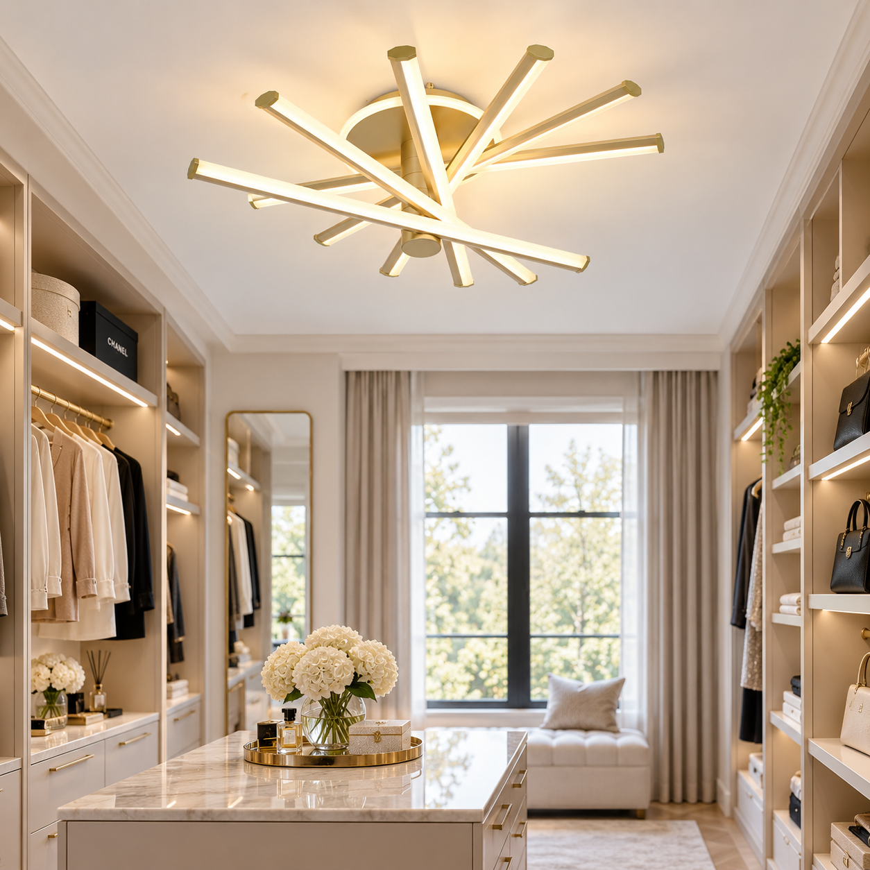 Lustra LED, 98 W Spiral Auriu, Telecomanda Lustra LED, 98 W Spiral Auriu, Telecomanda