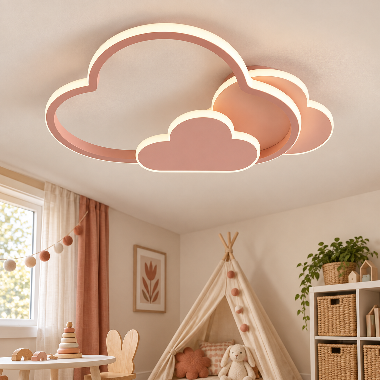 Lustra LED Fetite Cloud Glow, Roz Lustra LED Fetite Cloud Glow, Roz