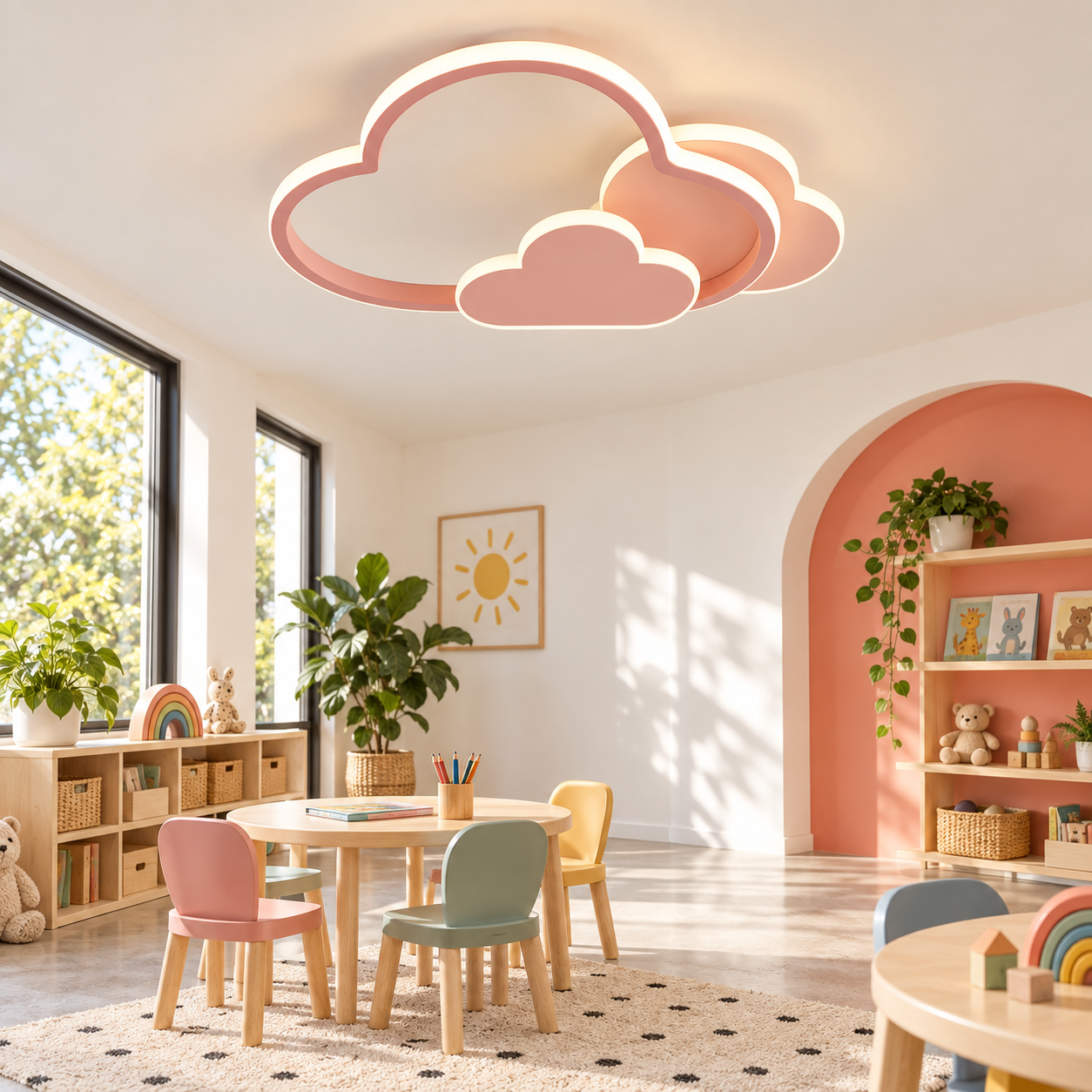 Lustra LED Fetite Cloud Glow, Roz Lustra LED Fetite Cloud Glow, Roz