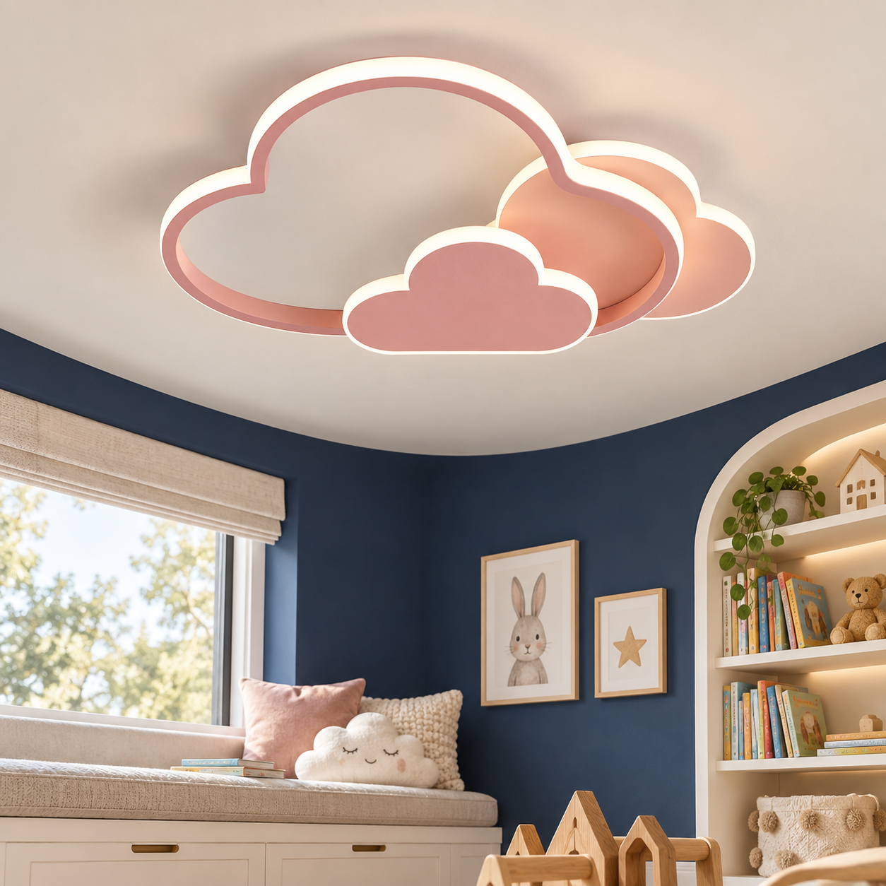 Lustra LED Fetite Cloud Glow, Roz Lustra LED Fetite Cloud Glow, Roz