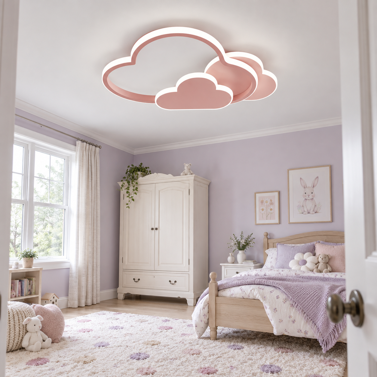 Lustra LED Fetite Cloud Glow, Roz Lustra LED Fetite Cloud Glow, Roz