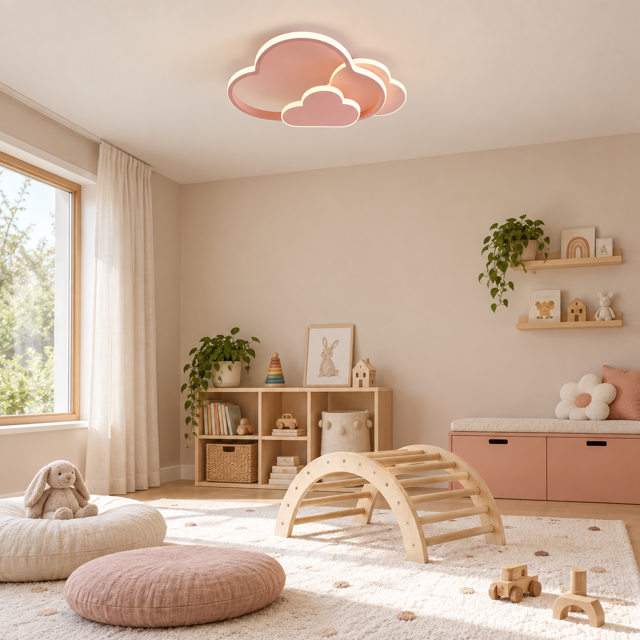 Lustra LED Fetite Cloud Glow, Roz Lustra LED Fetite Cloud Glow, Roz