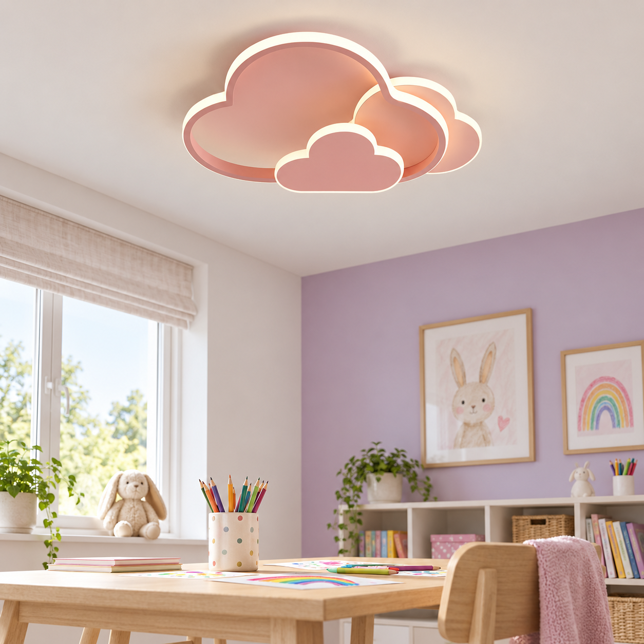 Lustra LED Fetite Cloud Glow, Roz Lustra LED Fetite Cloud Glow, Roz