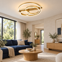 Lustra LED Geometric Gold Round, Telecomanda