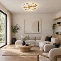 Lustra LED Geometric Gold Round, Telecomanda