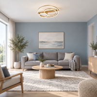 Lustra LED Geometric Gold Round, Telecomanda