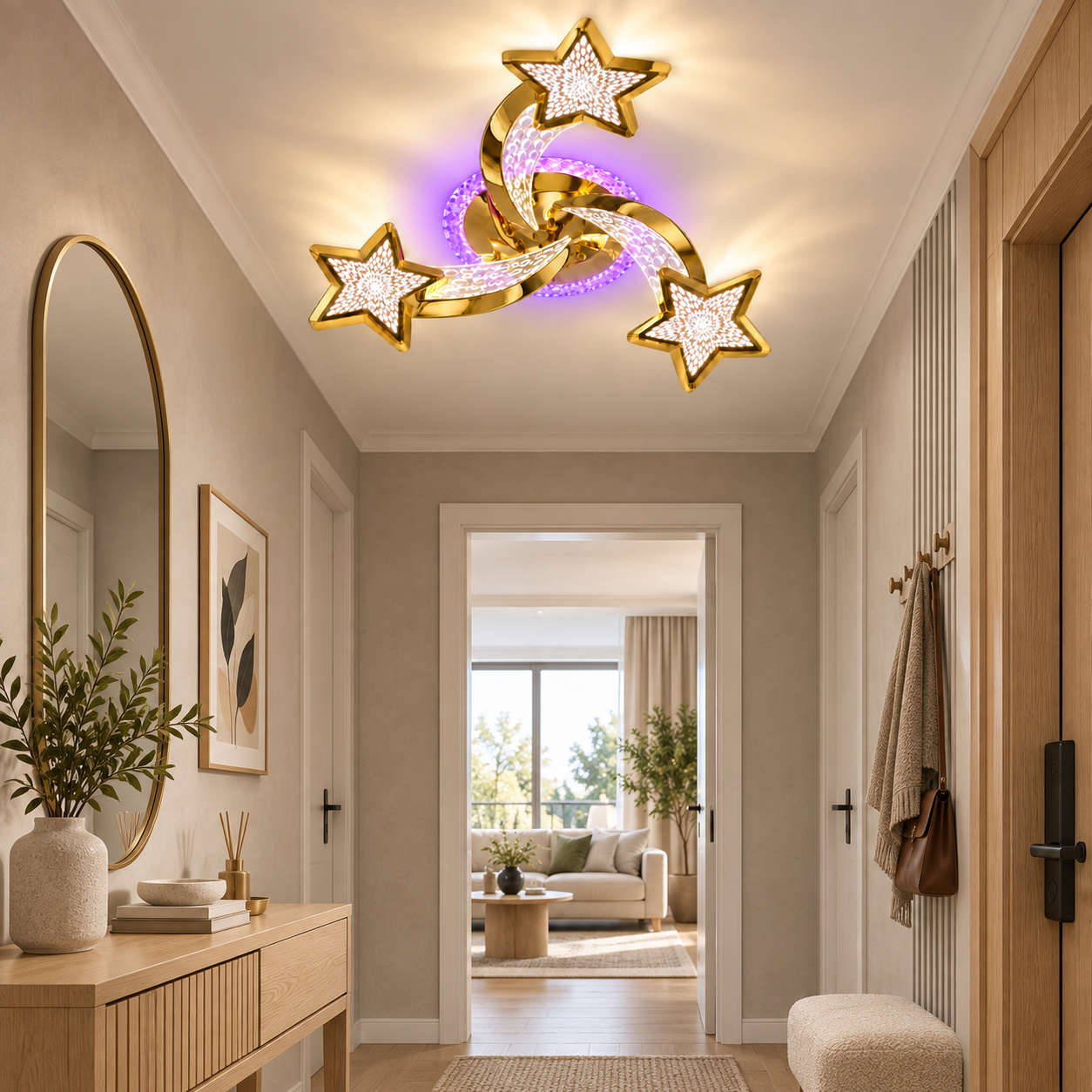 Lustra LED Magic Stars Glam 3 Auriu Lucios Lustra LED Magic Stars Glam 3 Auriu Lucios
