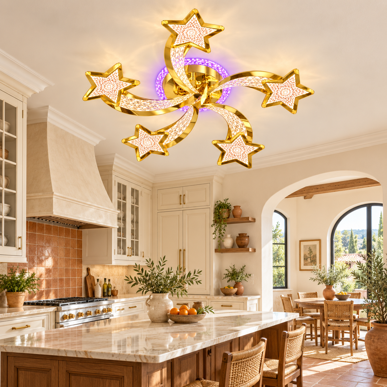 Lustra LED Magic Stars Glam 5 Auriu Lucios Lustra LED Magic Stars Glam 5 Auriu Lucios