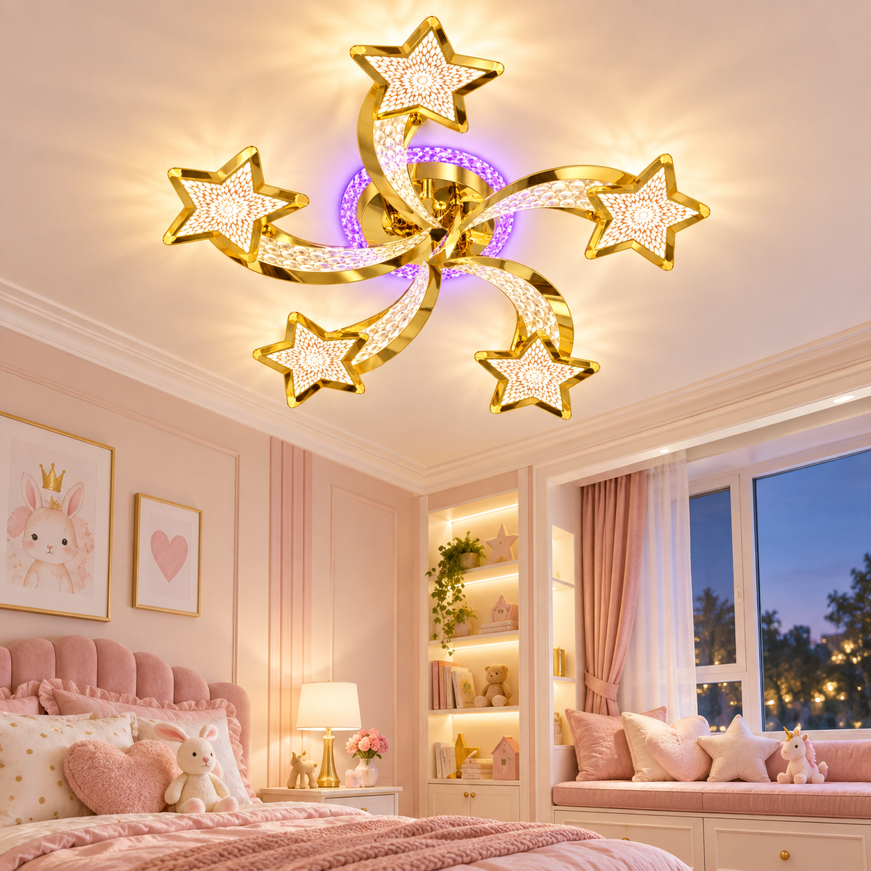 Lustra LED Magic Stars Glam 5 Auriu Lucios Lustra LED Magic Stars Glam 5 Auriu Lucios