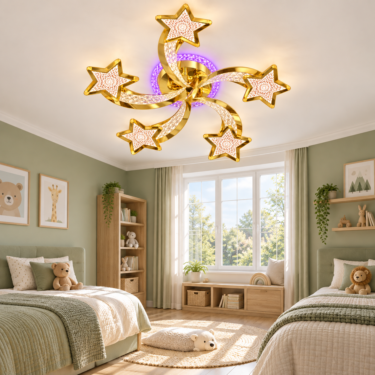 Lustra LED Magic Stars Glam 5 Auriu Lucios Lustra LED Magic Stars Glam 5 Auriu Lucios