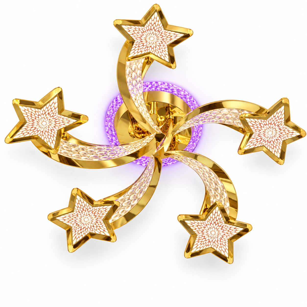 Lustra LED Magic Stars Glam 5 Auriu Lucios Lustra LED Magic Stars Glam 5 Auriu Lucios