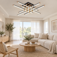 Lustra LED Zig Zag Shiny Gold, Telecomanda