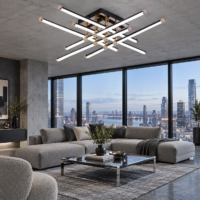 Lustra LED Zig Zag Shiny Gold, Telecomanda