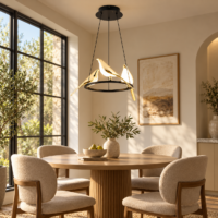 Candelabru Led Golden Circle 3 Birds, 30 W