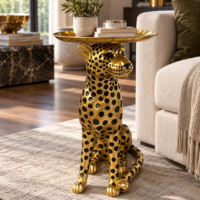 Masuta Decorativa Safari Leopard, Auriu, 60cm