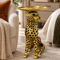 Masuta Decorativa Safari Leopard, Auriu, 60cm