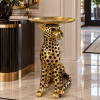 Masuta Decorativa Safari Leopard, Auriu, 60cm
