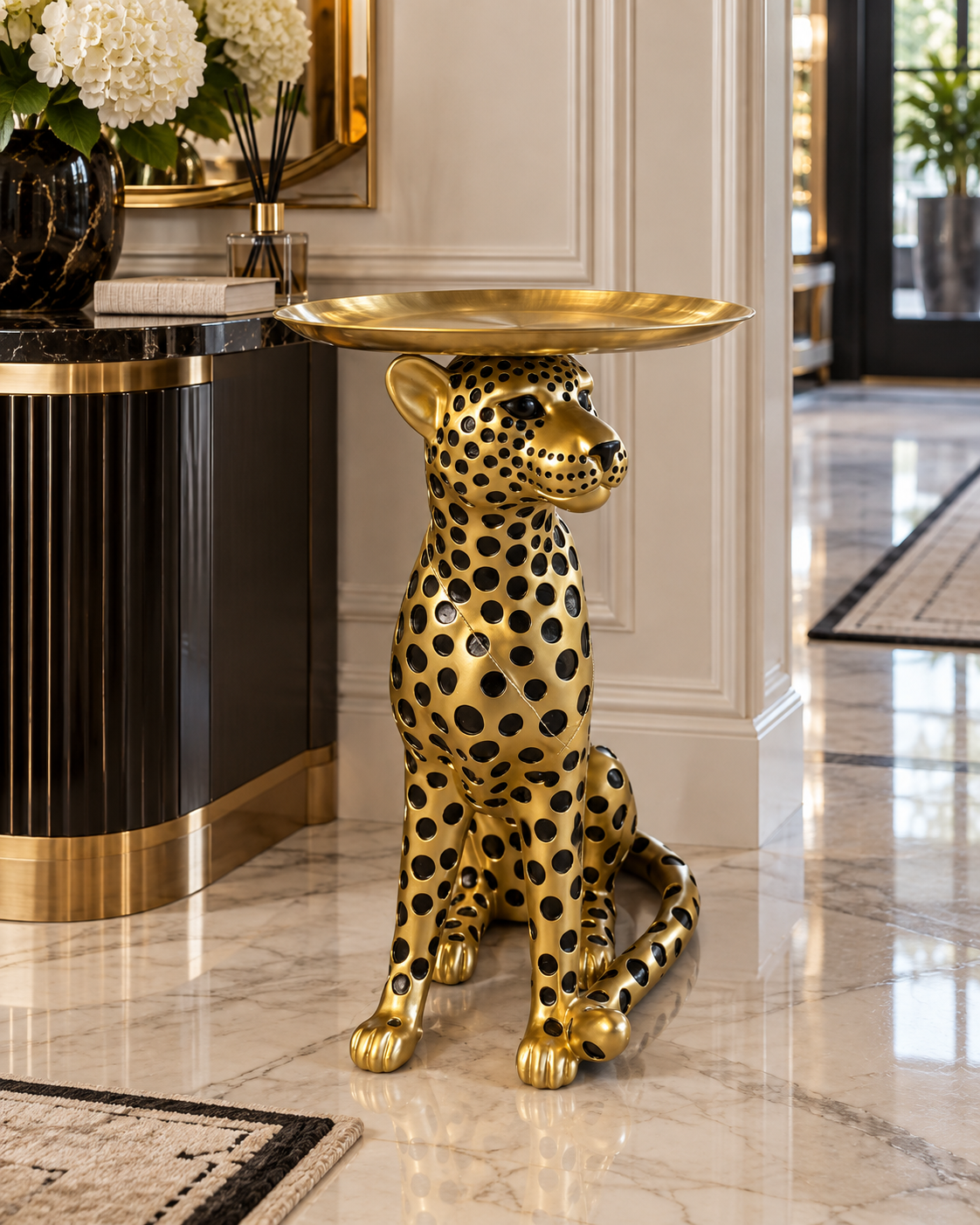Masuta Decorativa Safari Leopard, Auriu, 60cm Masuta Decorativa Safari Leopard, Auriu, 60cm