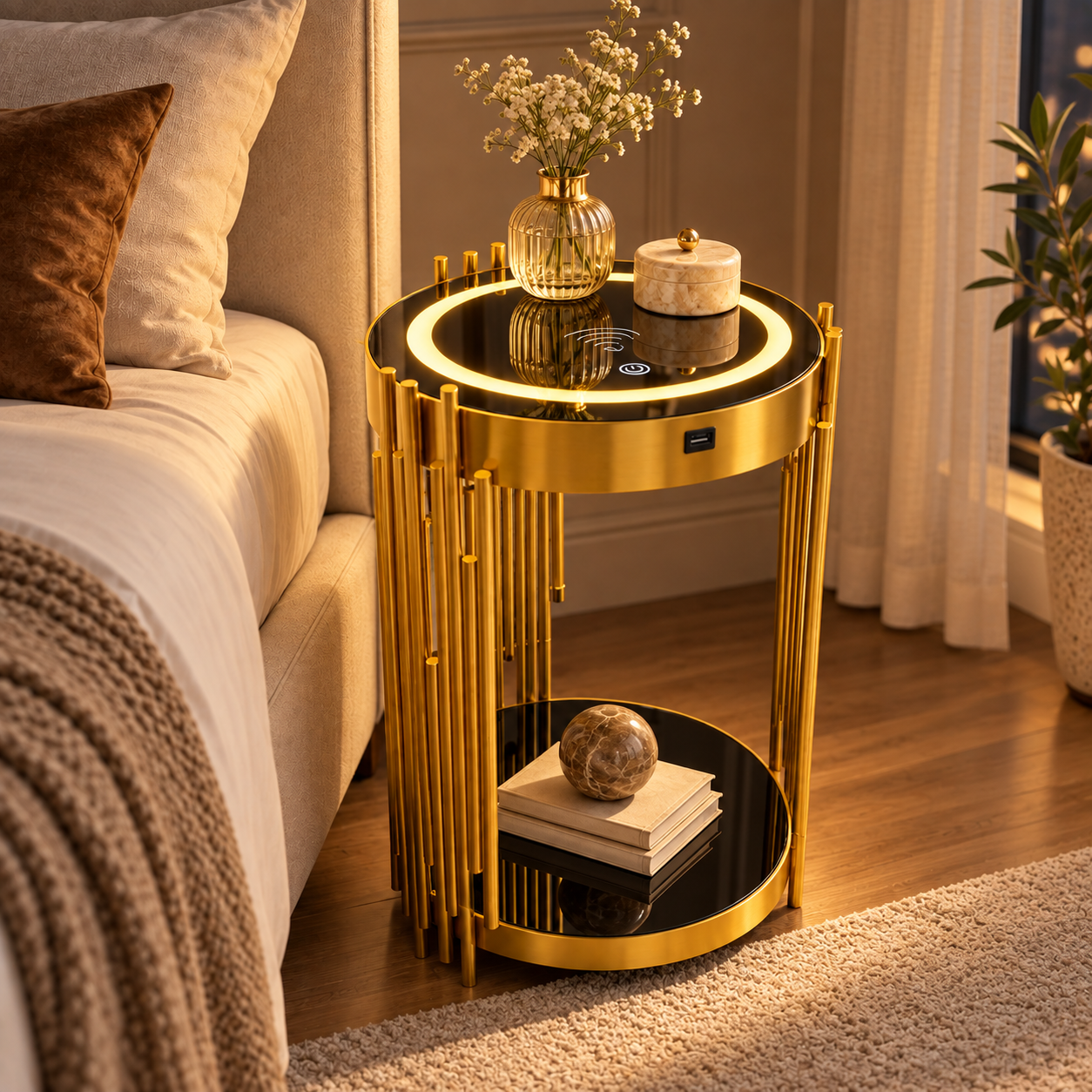 Noptiera Smart Elegance, Touch, lumina LED Noptiera Smart Elegance, Touch, lumina LED