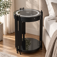 Noptiera Smart Elegance, Touch, lumina LED, Negru