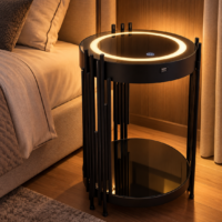 Noptiera Smart Elegance, Touch, lumina LED, Negru