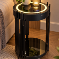 Noptiera Smart Elegance, Touch, lumina LED, Negru