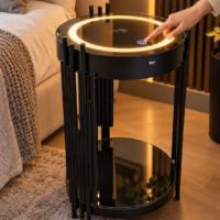 Noptiera Smart Elegance, Touch, lumina LED, Negru