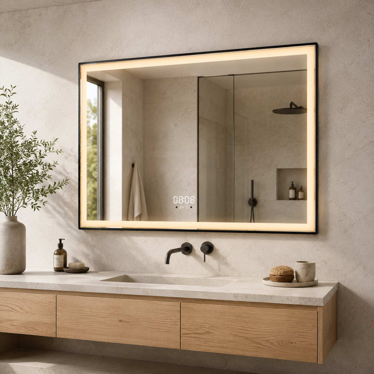 Oglinda LED, Rama Neagra, 60x80cm, LDP9055BK RF Oglinda LED, Rama Neagra, 60x80cm, LDP9055BK RF