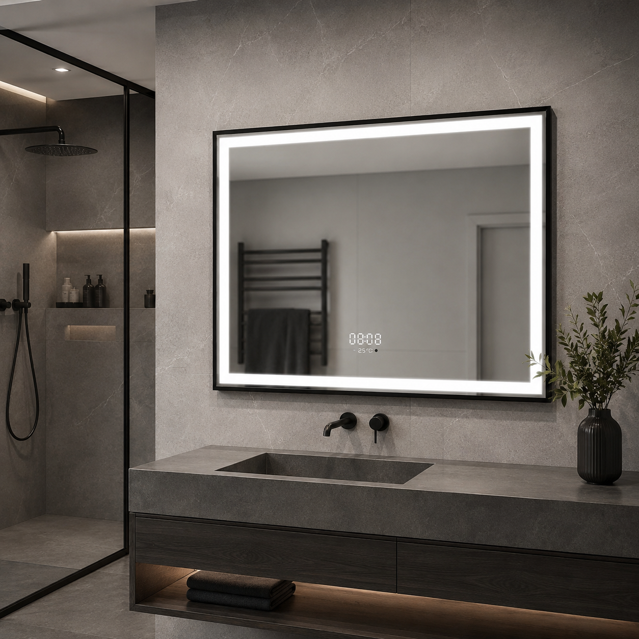 Oglinda LED, Rama Neagra, 80x60cm, LDP9208BK RF Oglinda LED, Rama Neagra, 80x60cm, LDP9208BK RF
