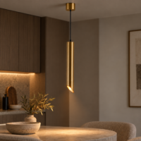 Pendul LED 12W Tubular Gold, Cilindric