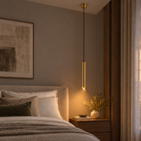 Pendul LED 12W Tubular Gold, Cilindric