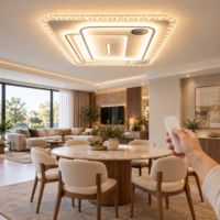 Lustra LED Cinematic Alb, Difuzor (Boxa), Bluetooth 110x70, LDP911