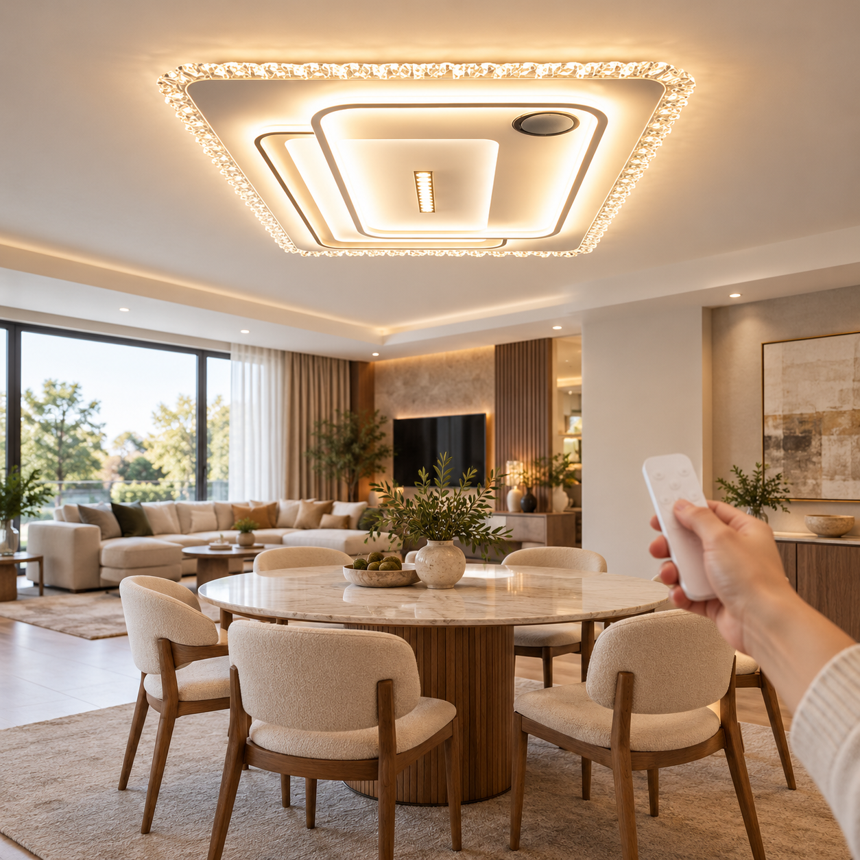 Lustra LED Cinematic Alb, Difuzor (Boxa), Bluetooth 110x70, LDP911 Lustra LED Cinematic Alb, Difuzor (Boxa), Bluetooth 110x70, LDP911