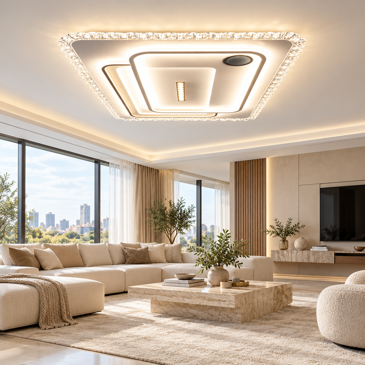 Lustra LED Cinematic Alb, Difuzor (Boxa), Bluetooth 110x70, LDP911 Lustra LED Cinematic Alb, Difuzor (Boxa), Bluetooth 110x70, LDP911