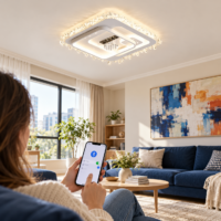Lustra LED Cinematic Alb, Difuzor (Boxa), Bluetooth 50x 50, LDP911