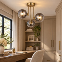 Lustra clasica cu bec Glass Fume 3 LDPYH1-20/3